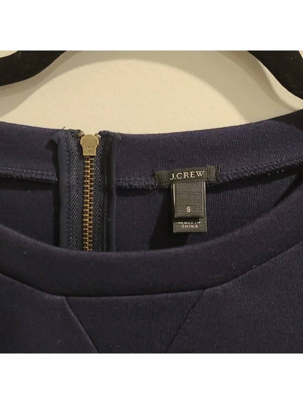 J Crew Navy Sweater with Fringe bottom